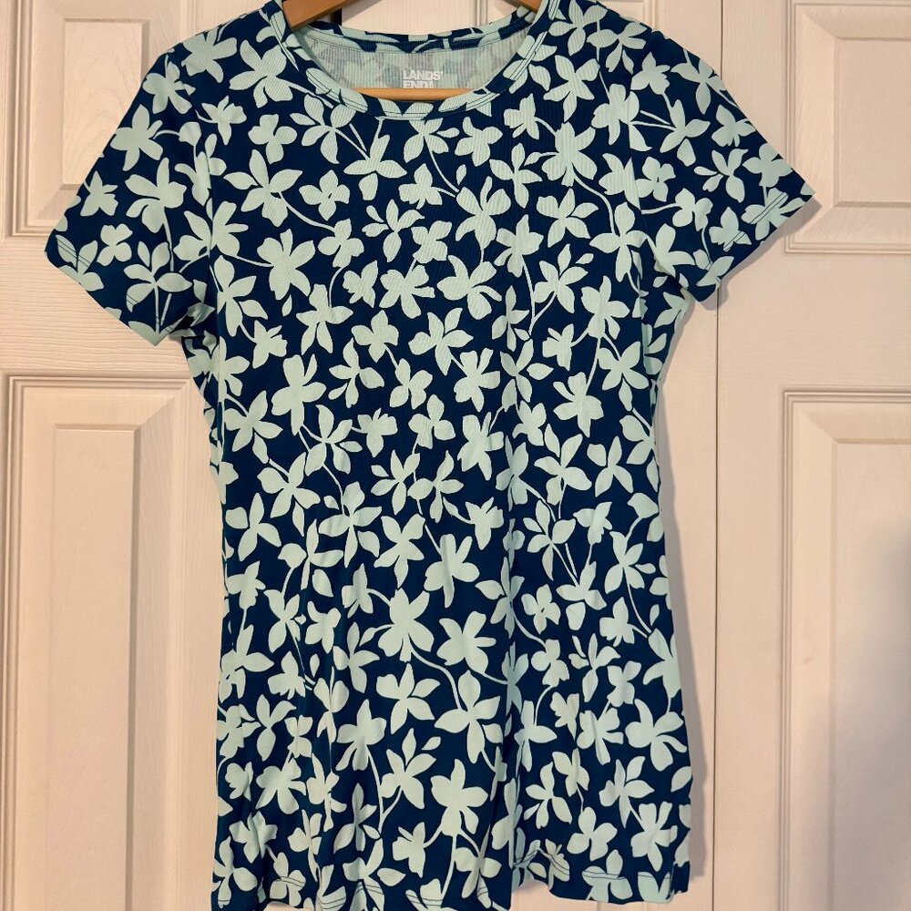 Land's End Green Short Sleeve Cotton Rib T-shirt